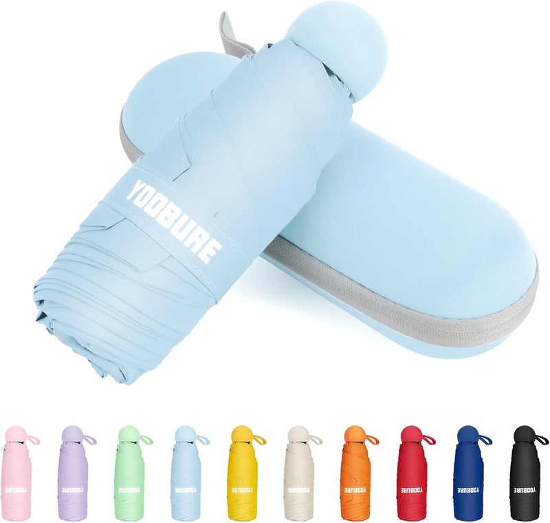 Yoobure Travel Umbrella Portable Compact Umbrellas, Pocket Mini for Purse, Umbrellas for UV Sun & Rain Small for Backpack, Umbrella with Case Folding for Kids Women - Image 1
